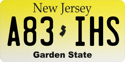 NJ license plate A83IHS