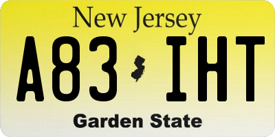 NJ license plate A83IHT