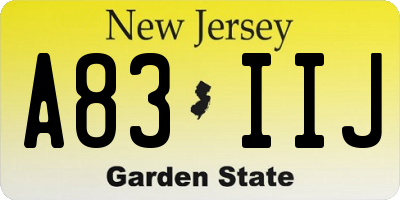 NJ license plate A83IIJ