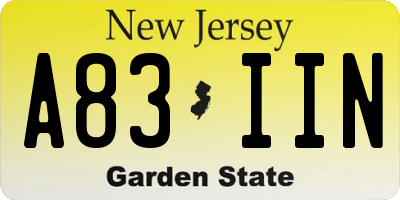 NJ license plate A83IIN
