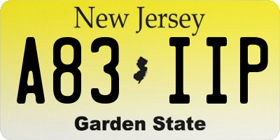 NJ license plate A83IIP