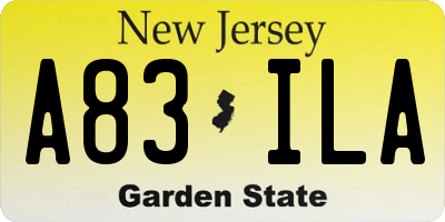 NJ license plate A83ILA