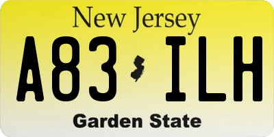 NJ license plate A83ILH