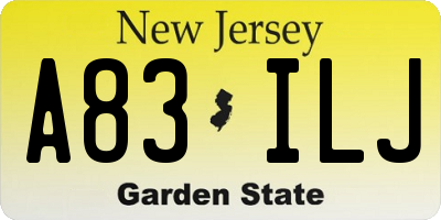 NJ license plate A83ILJ