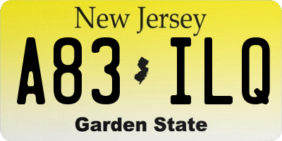 NJ license plate A83ILQ