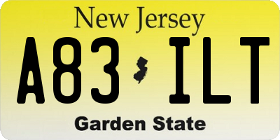NJ license plate A83ILT