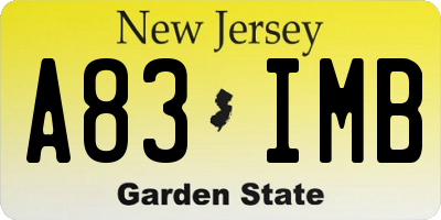 NJ license plate A83IMB
