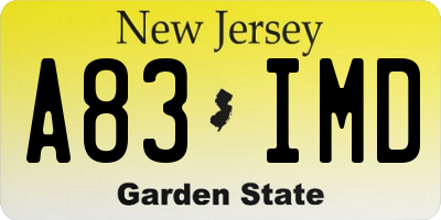 NJ license plate A83IMD