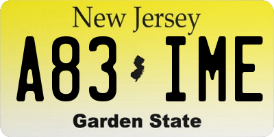 NJ license plate A83IME