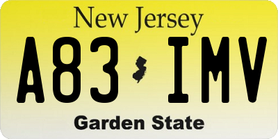 NJ license plate A83IMV