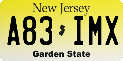NJ license plate A83IMX