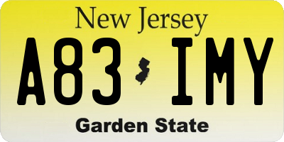 NJ license plate A83IMY