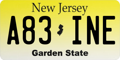 NJ license plate A83INE