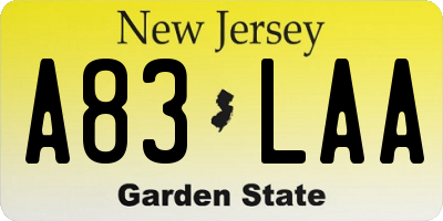 NJ license plate A83LAA