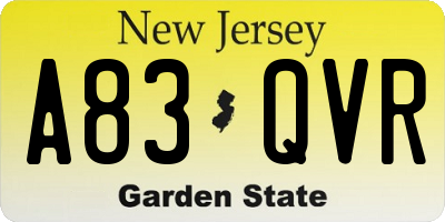 NJ license plate A83QVR