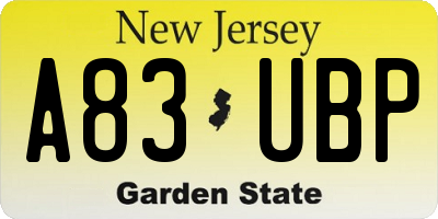 NJ license plate A83UBP
