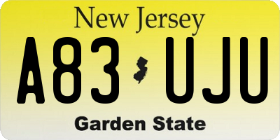 NJ license plate A83UJU