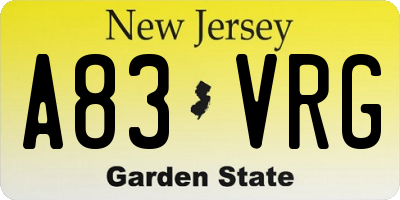 NJ license plate A83VRG