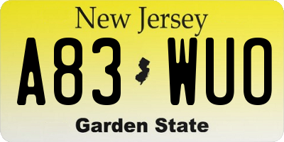NJ license plate A83WUO