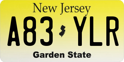 NJ license plate A83YLR