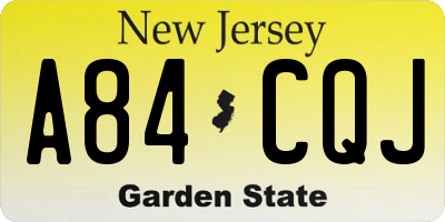 NJ license plate A84CQJ