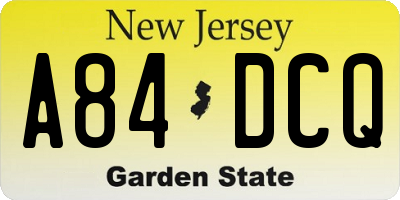 NJ license plate A84DCQ