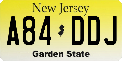 NJ license plate A84DDJ