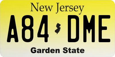NJ license plate A84DME