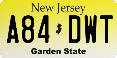 NJ license plate A84DWT