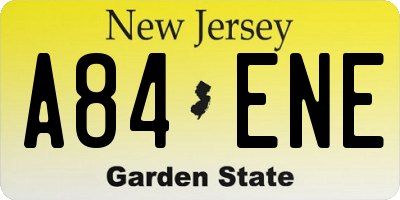 NJ license plate A84ENE