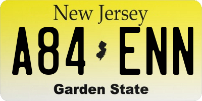 NJ license plate A84ENN