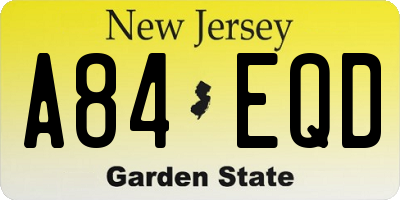 NJ license plate A84EQD