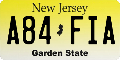 NJ license plate A84FIA