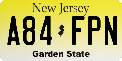 NJ license plate A84FPN
