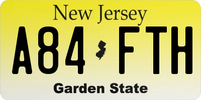 NJ license plate A84FTH