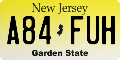 NJ license plate A84FUH
