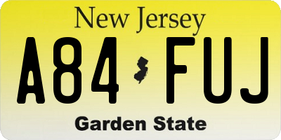 NJ license plate A84FUJ
