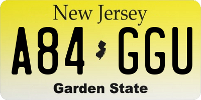 NJ license plate A84GGU