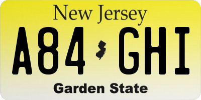 NJ license plate A84GHI