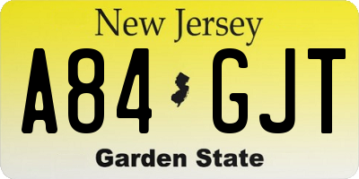 NJ license plate A84GJT