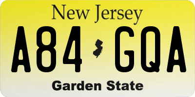 NJ license plate A84GQA