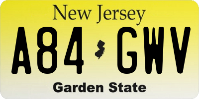 NJ license plate A84GWV