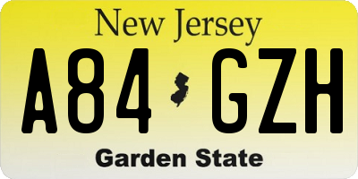 NJ license plate A84GZH