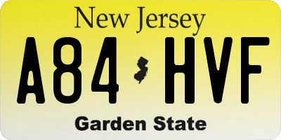NJ license plate A84HVF