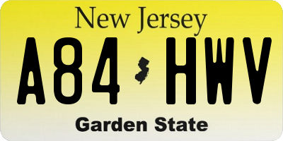 NJ license plate A84HWV