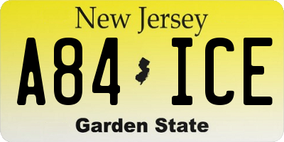 NJ license plate A84ICE