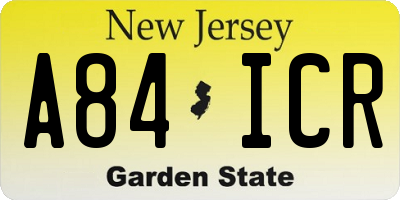 NJ license plate A84ICR