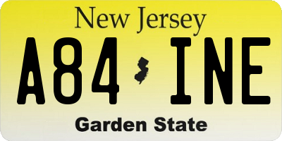 NJ license plate A84INE
