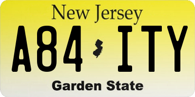 NJ license plate A84ITY