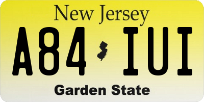NJ license plate A84IUI